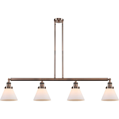 Franklin Restoration Large Cone LED 52.38 inch Antique Copper Island Light Ceiling Light in Matte White Glass, Franklin Restoration