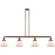 Franklin Restoration Large Cone LED 52.38 inch Antique Copper Island Light Ceiling Light in Matte White Glass, Franklin Restoration