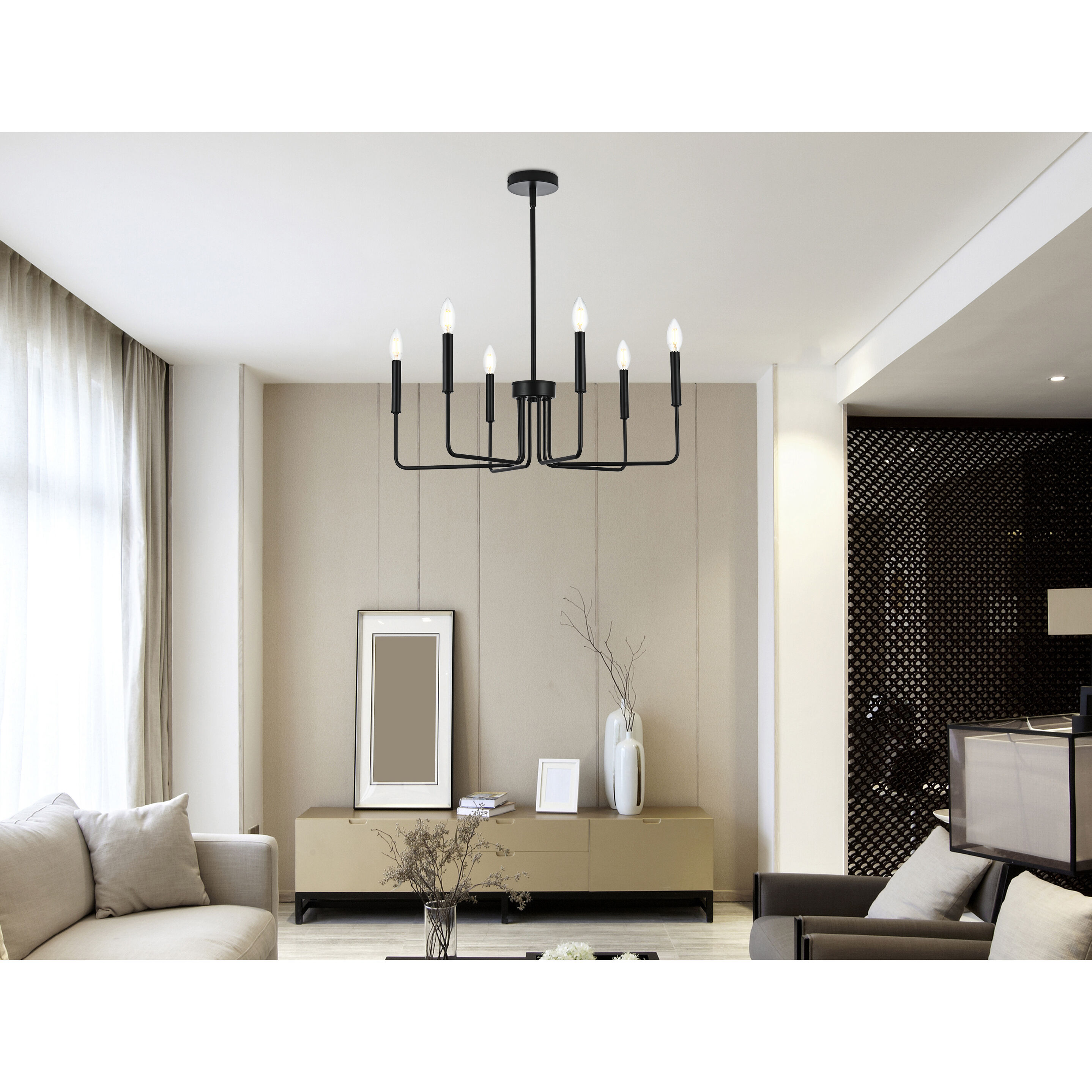 Willa 6 Light 26 inch Black Pendant Ceiling Light