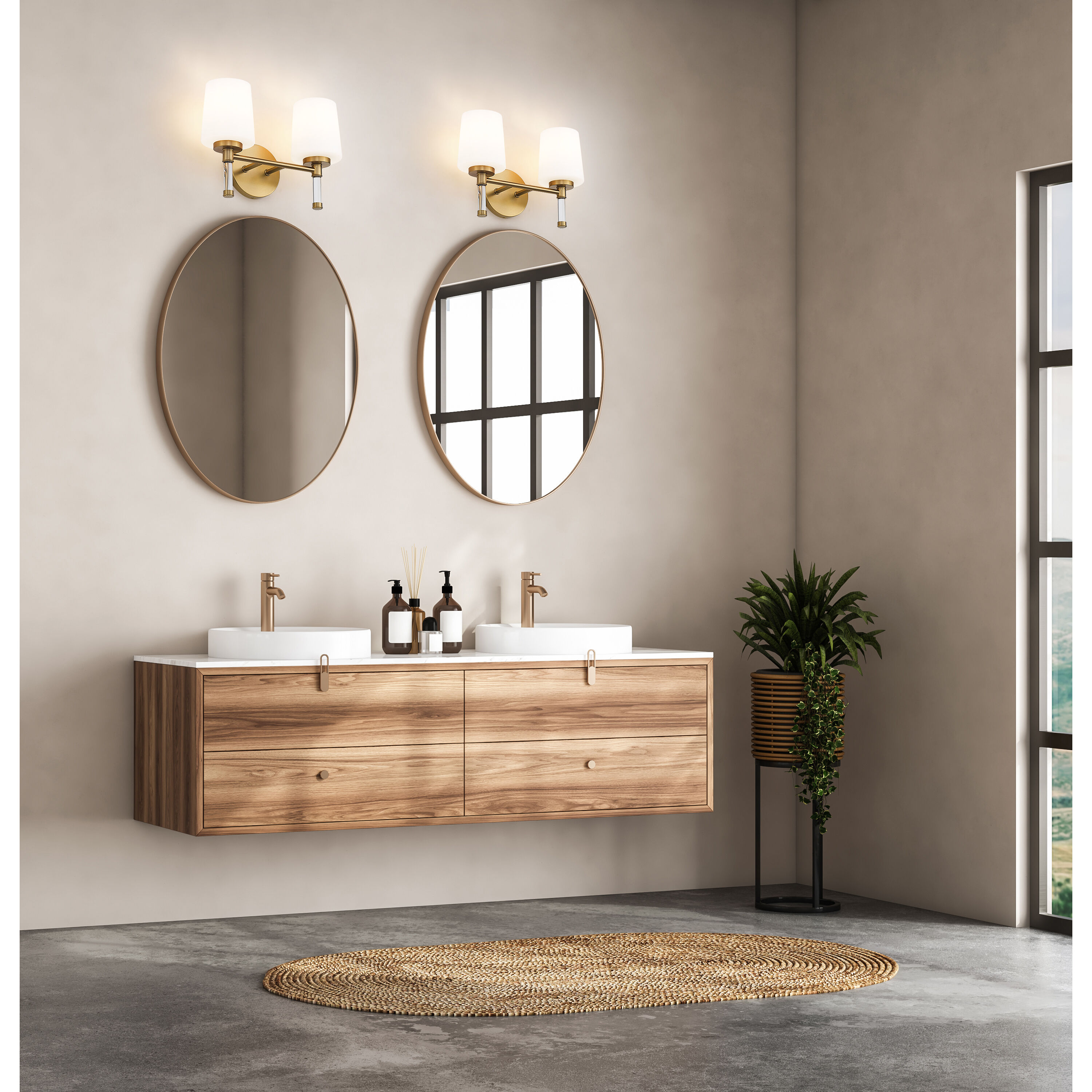 Henri Vanity Wall Light in Modern Gold