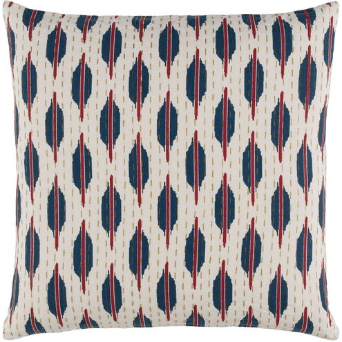 Kantha 22 X 22 inch Dark Red and Navy Throw Pillow