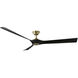 Torque 70 inch Soft Brass and Matte Black with Matte Black Blades Downrod Ceiling Fan in Soft Brass Matte Black
