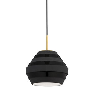 Calverton 1 Light 10 inch Aged Brass / Black Pendant Ceiling Light