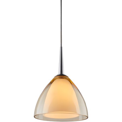 Rainbow 1 Light 4.5 inch Matte Chrome Pendant Ceiling Light in Smoky Glass