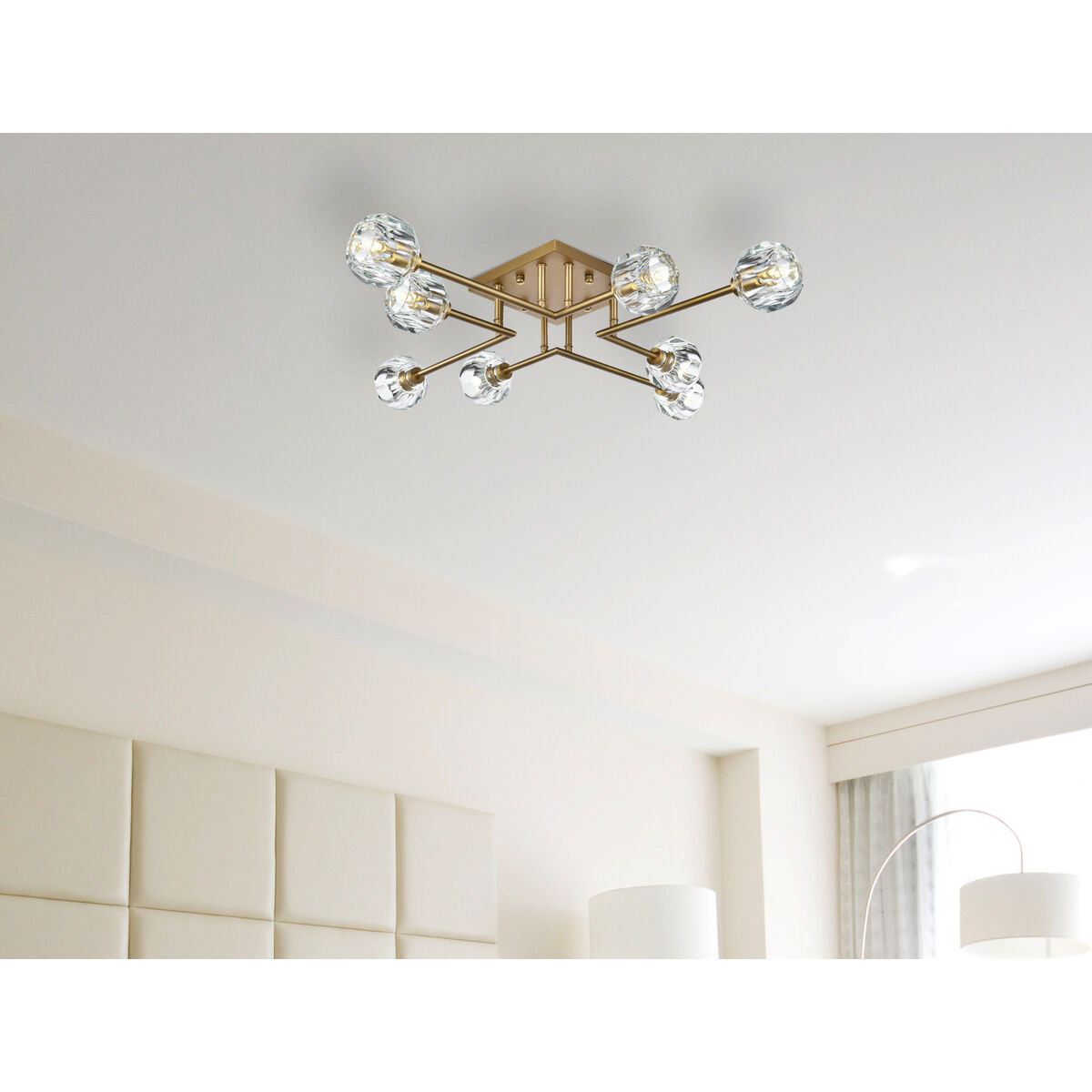 Eren 8 Light 31 inch Satin Gold Flush Mount Ceiling Light