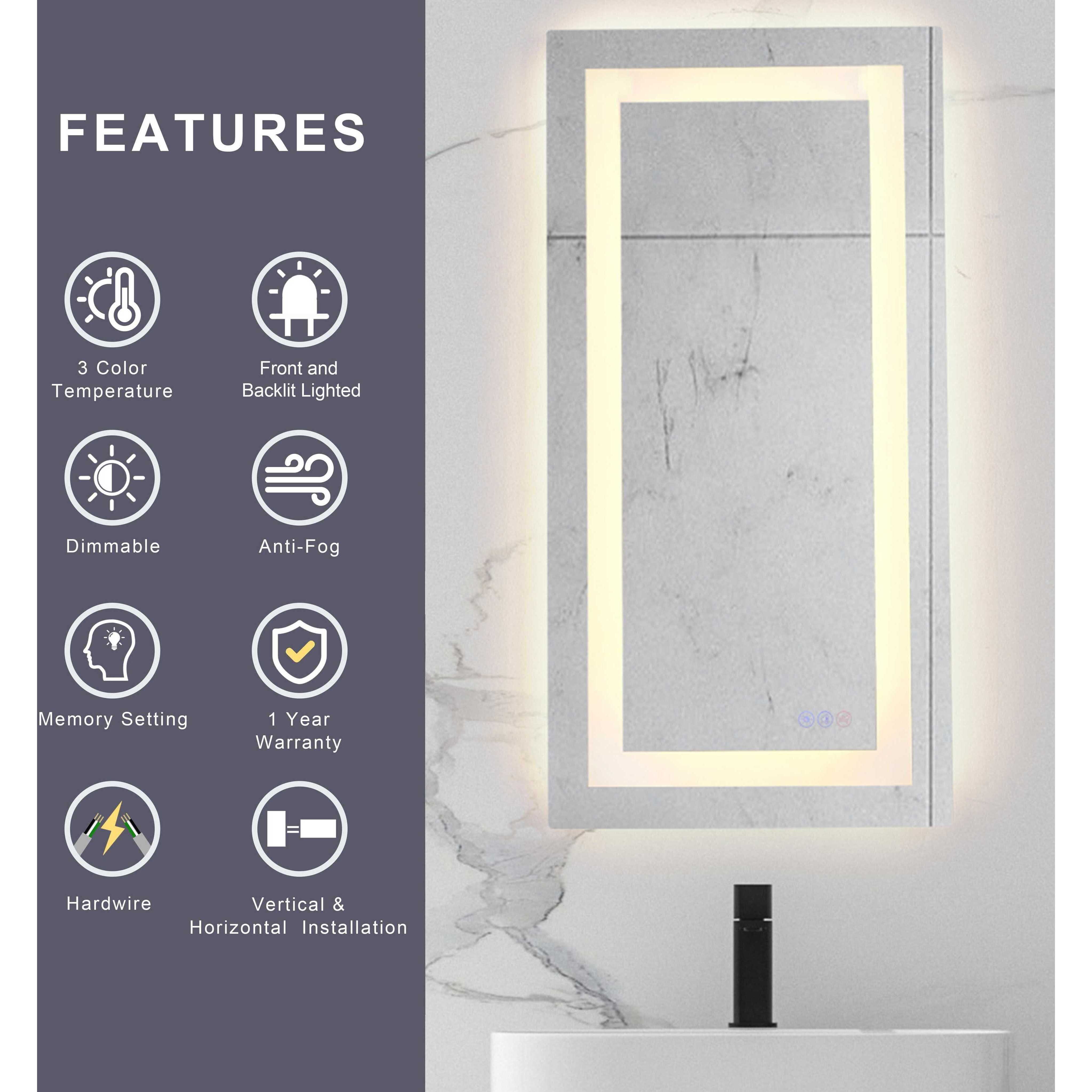 Riven 72 X 30 inch White LED Mirror