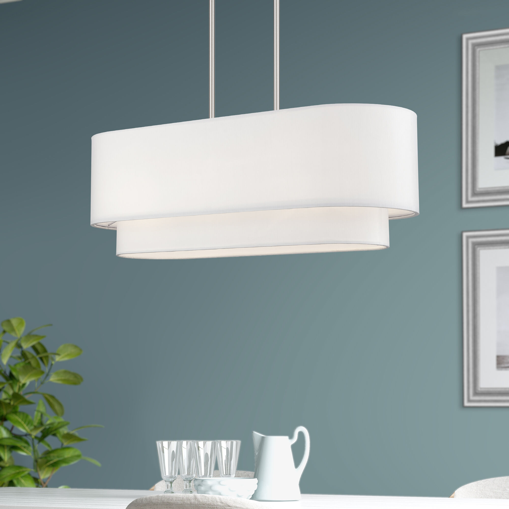 Manorwood 3 Light 30 inch Brushed Nickel Linear Chandelier Ceiling Light