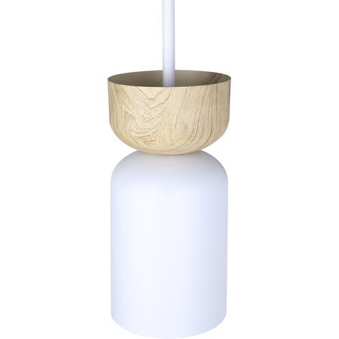 Caleb 1 Light 4.75 inch Matte White & Wood Pendant Ceiling Light