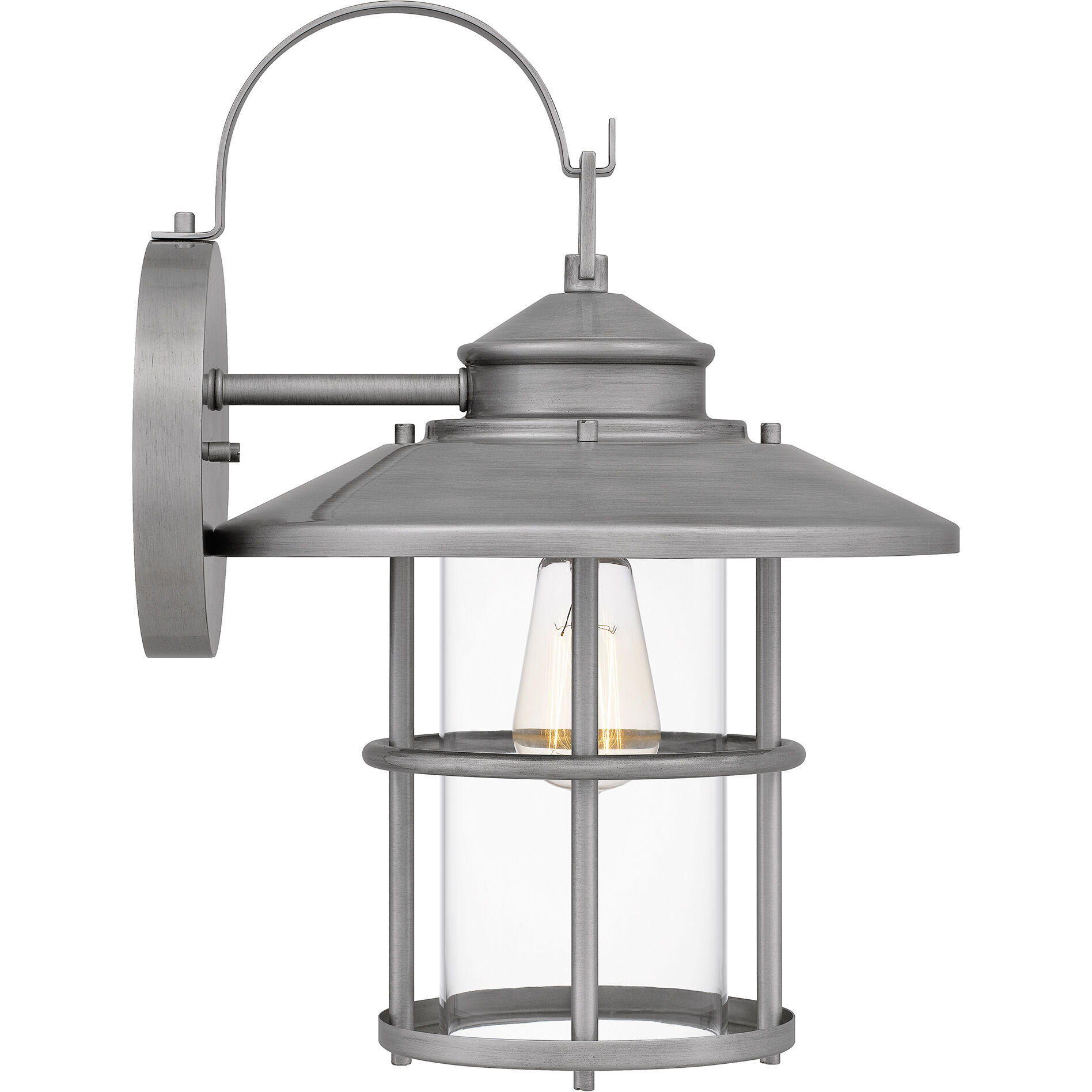 Lombard 1 Light 17 inch Antique Brushed Aluminum Outdoor Wall Lantern