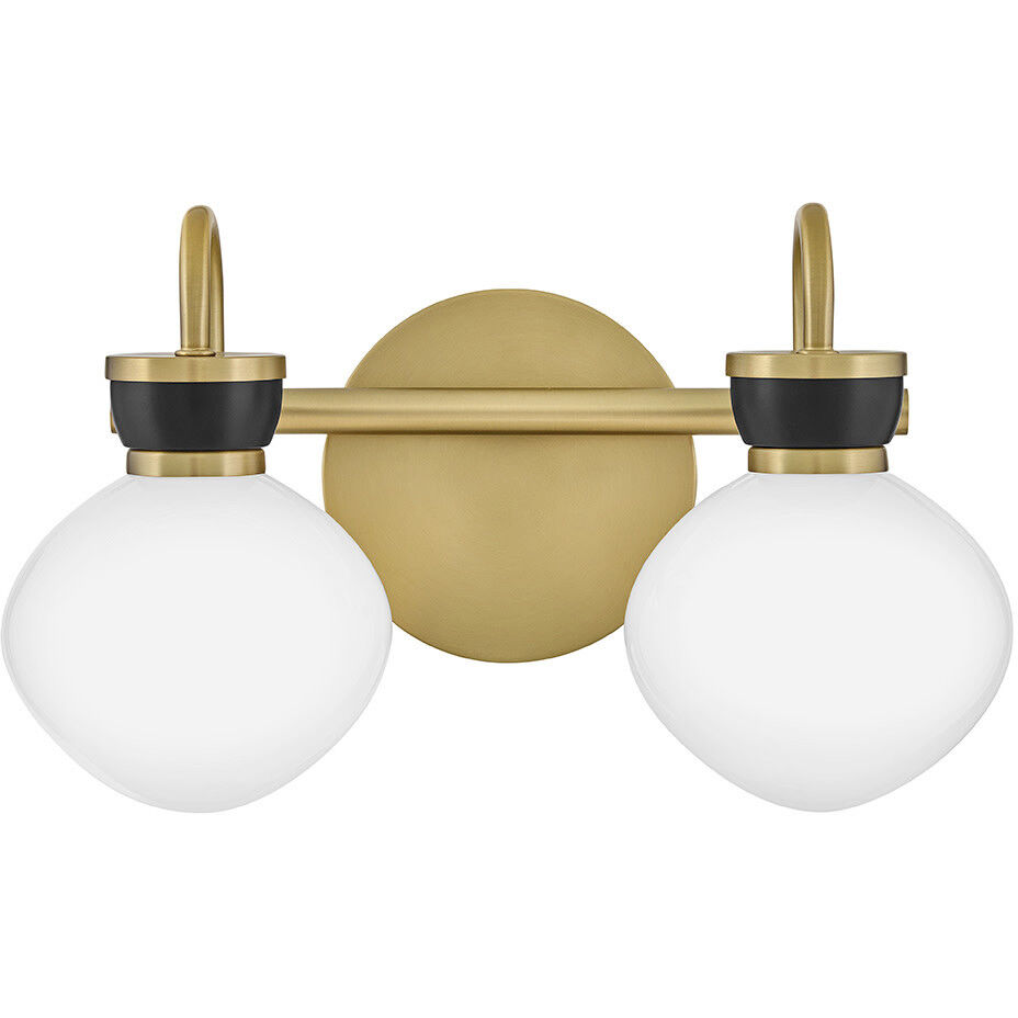 Lucy 2 Light 15.5 inch Lacquered Brass with Black Bath Light Wall Light