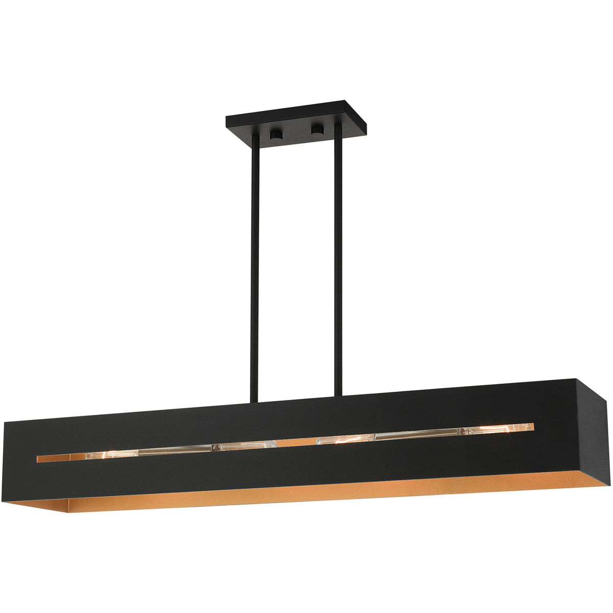 Soma 4 Light 36 inch Textured Black with Brushed Nickel Accents Linear Chandelier Ceiling Light