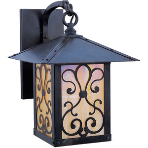Timber Ridge Outdoor Wall Mount in Rustic Brown, Amber Mica, Ashbury Filigree