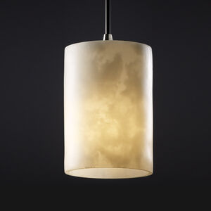 Clouds 1 Light 4 inch Brushed Nickel Pendant Ceiling Light in Black Cord, Cylinder with Flat Rim