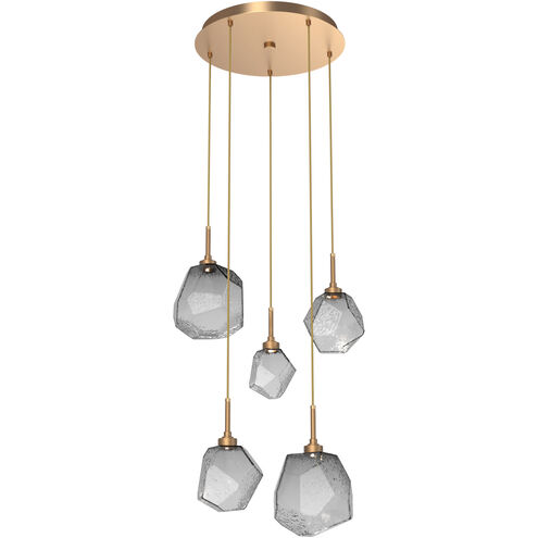 Gem LED 22 inch Novel Brass Chandelier Ceiling Light in Smoke, 2700K LED, Round Multi-Port