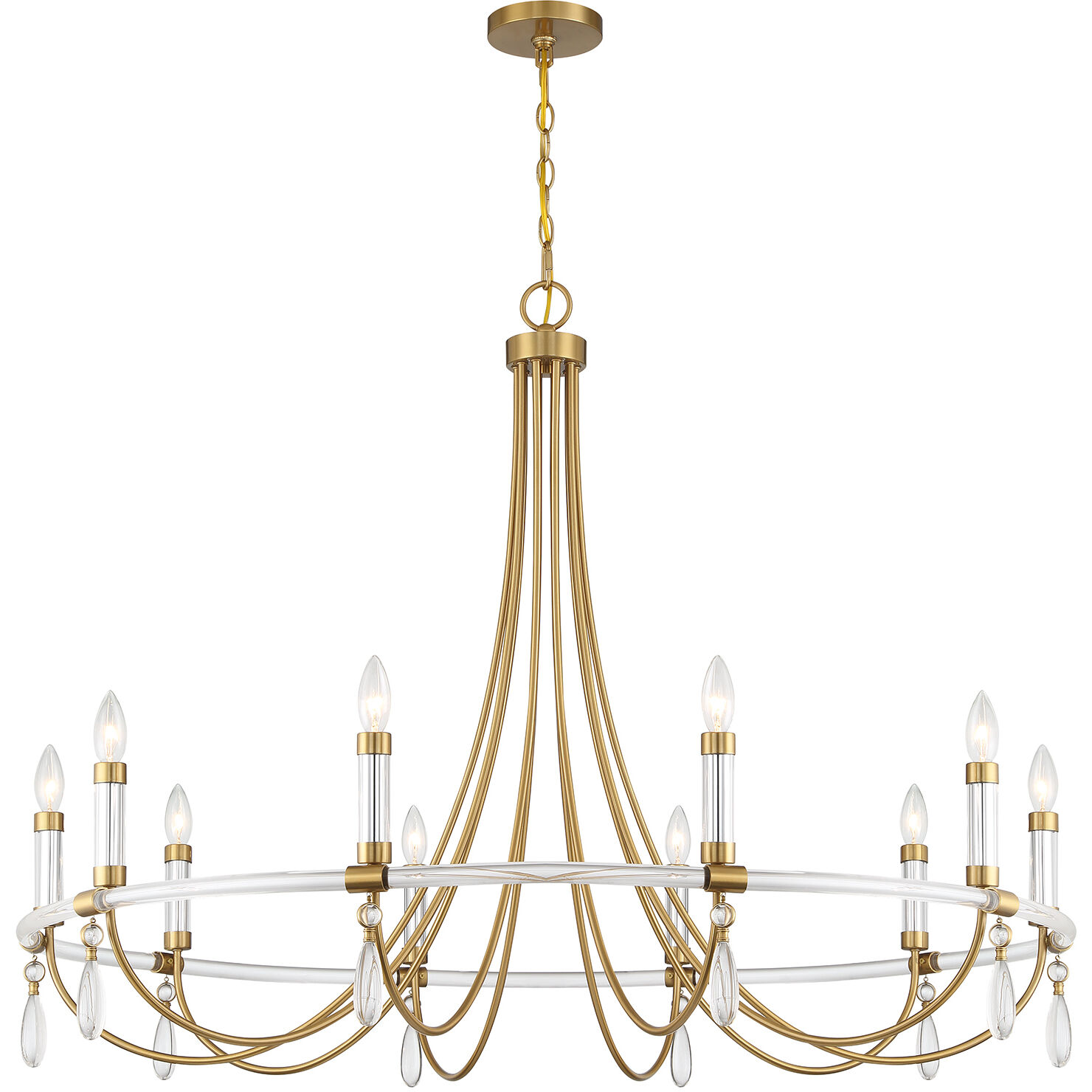 Mayfair 10 Light 45 inch Warm Brass with Chrome Accents Chandelier Ceiling Light