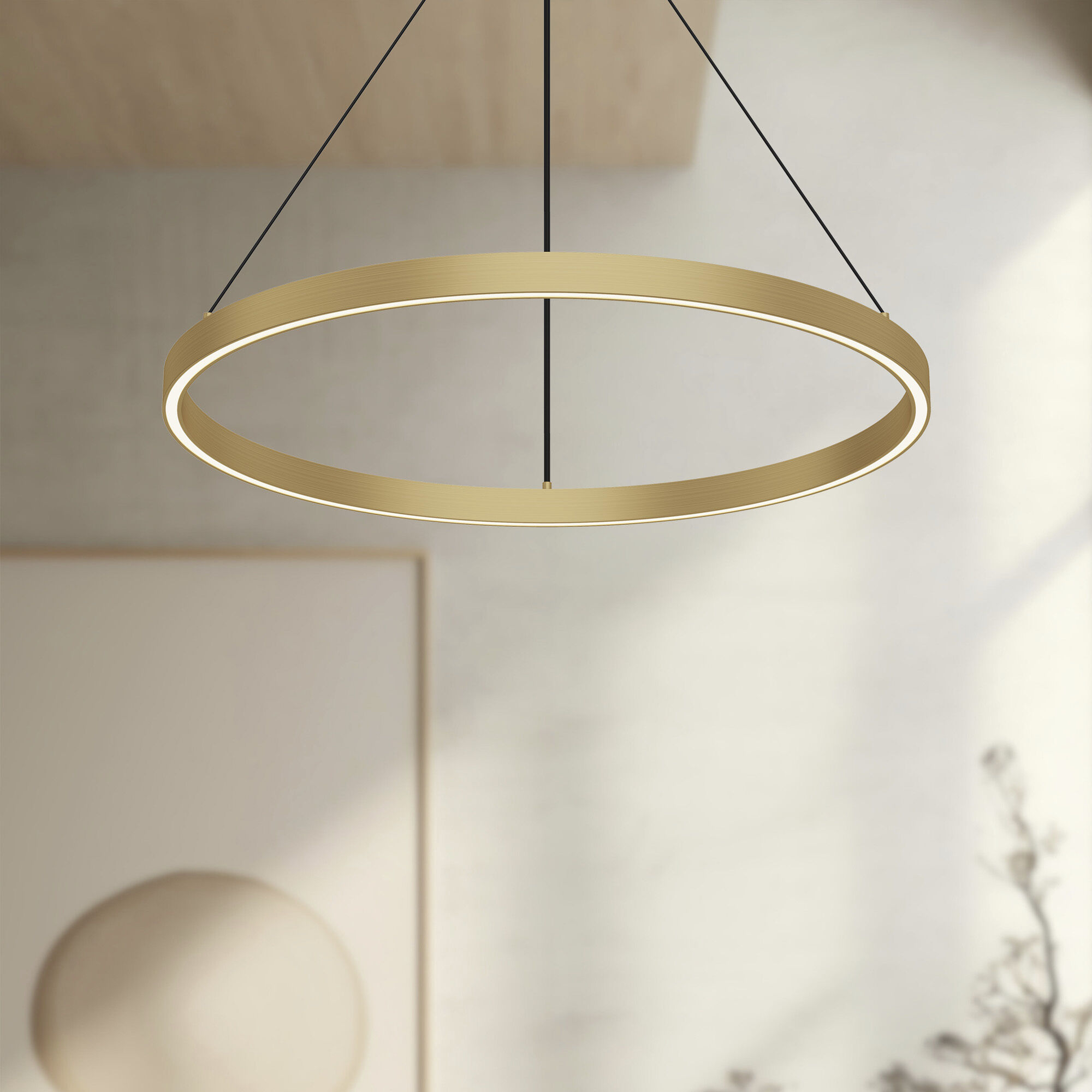 Cerchio Pendant Ceiling Light in Brushed Gold