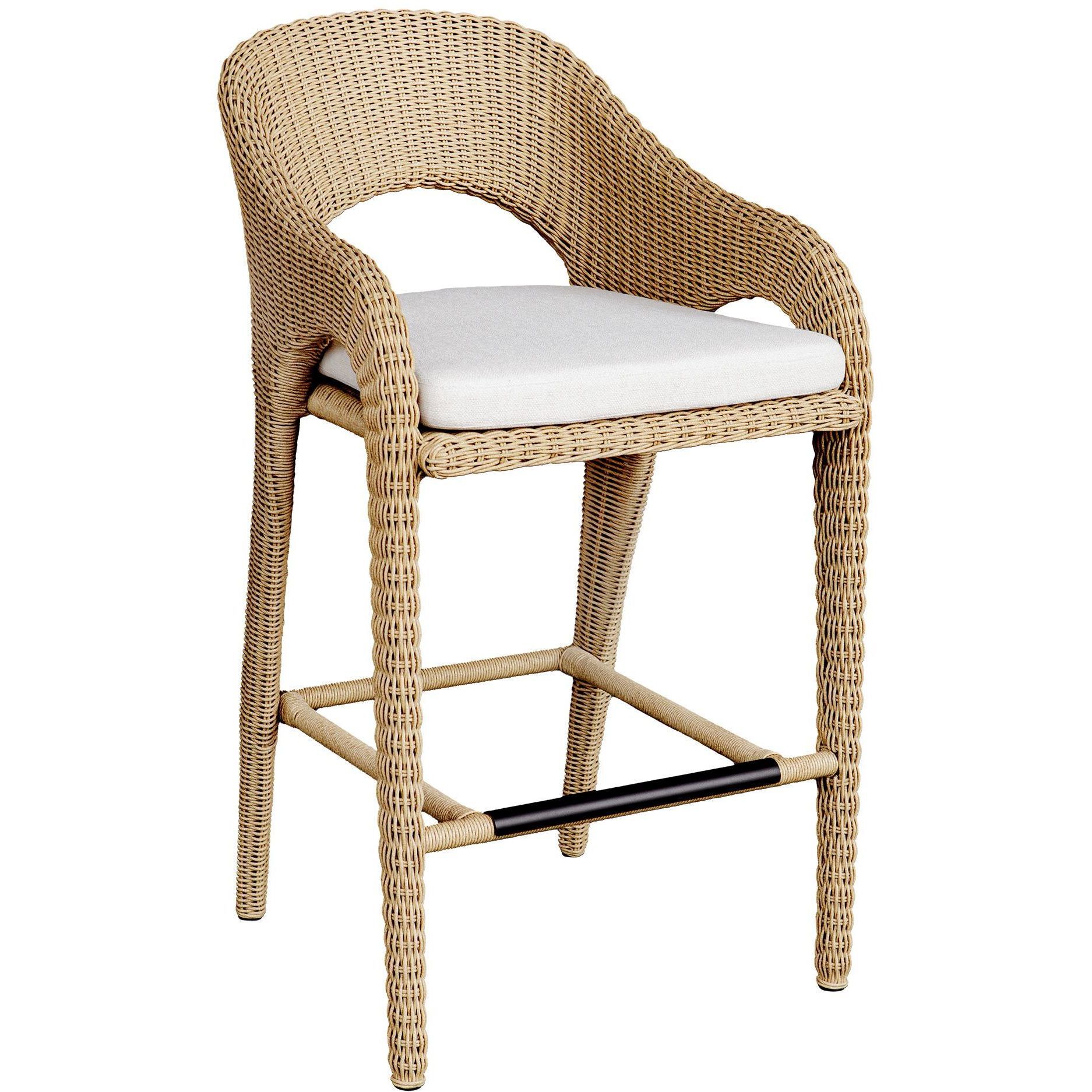 Kavali 42 inch Natural Honey and Oyster White Outdoor Barstool