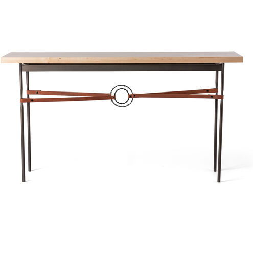 Equus 60 X 14 inch Sterling and Bronze Console Table in Sterling/Bronze, British Brown Leather with Maple Natural, Wood Top