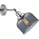 Franklin Restoration Large Bell LED 8 inch Polished Chrome Sconce Wall Light in Plated Smoke Glass, Franklin Restoration