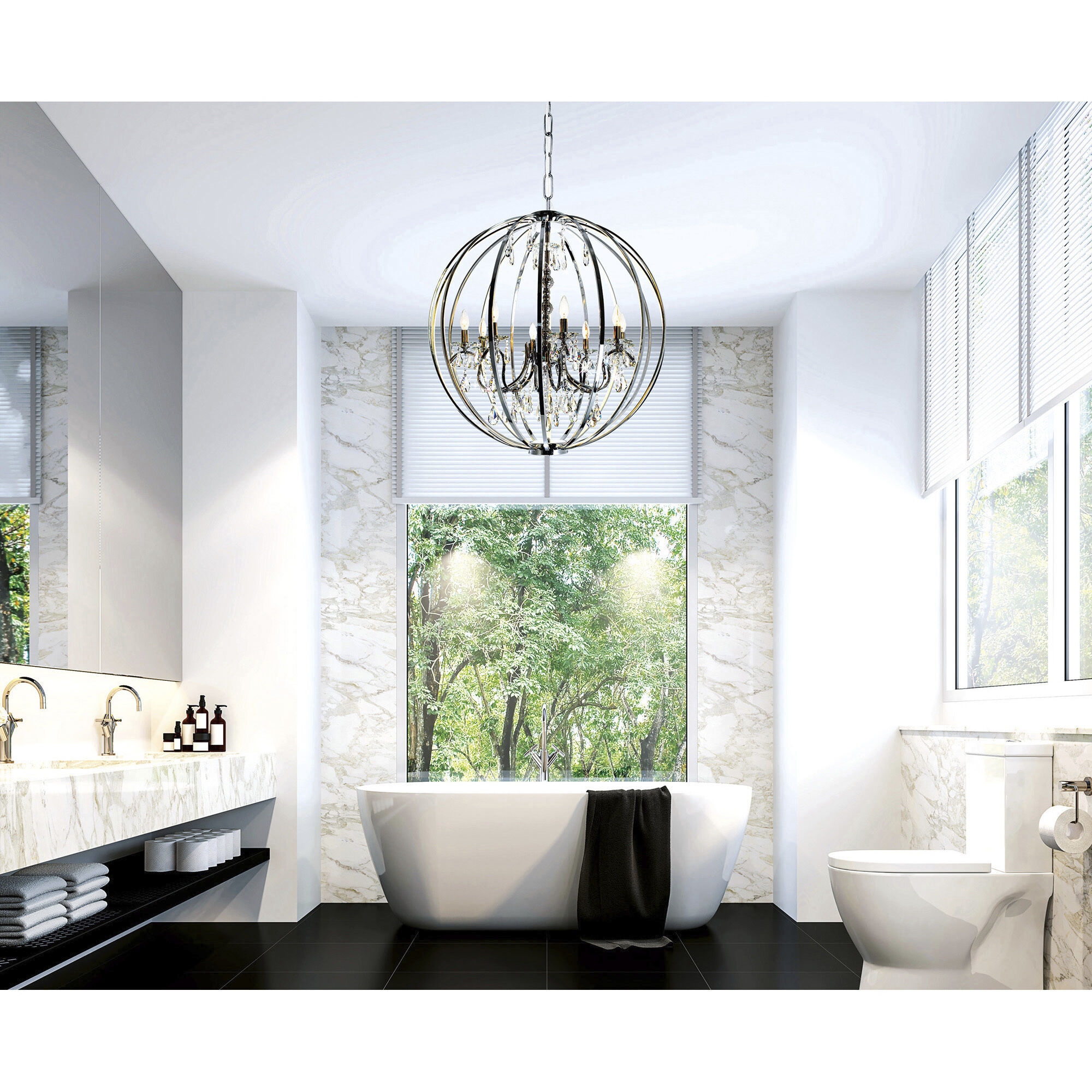 Abia LED 34 inch Chrome Up Chandelier Ceiling Light