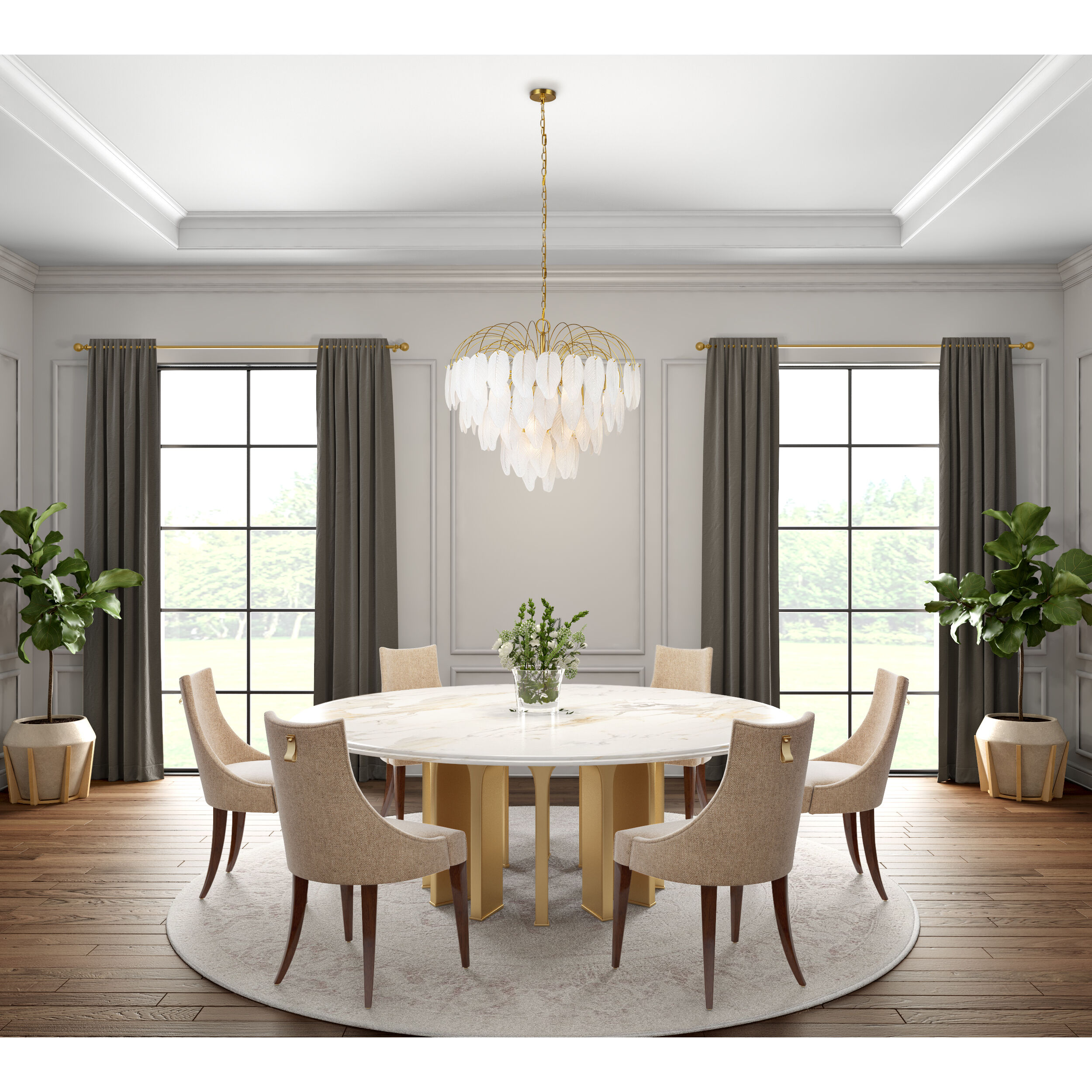 Alessia 24 Light 33.6 inch Brushed Brass and White Chandelier Ceiling Light