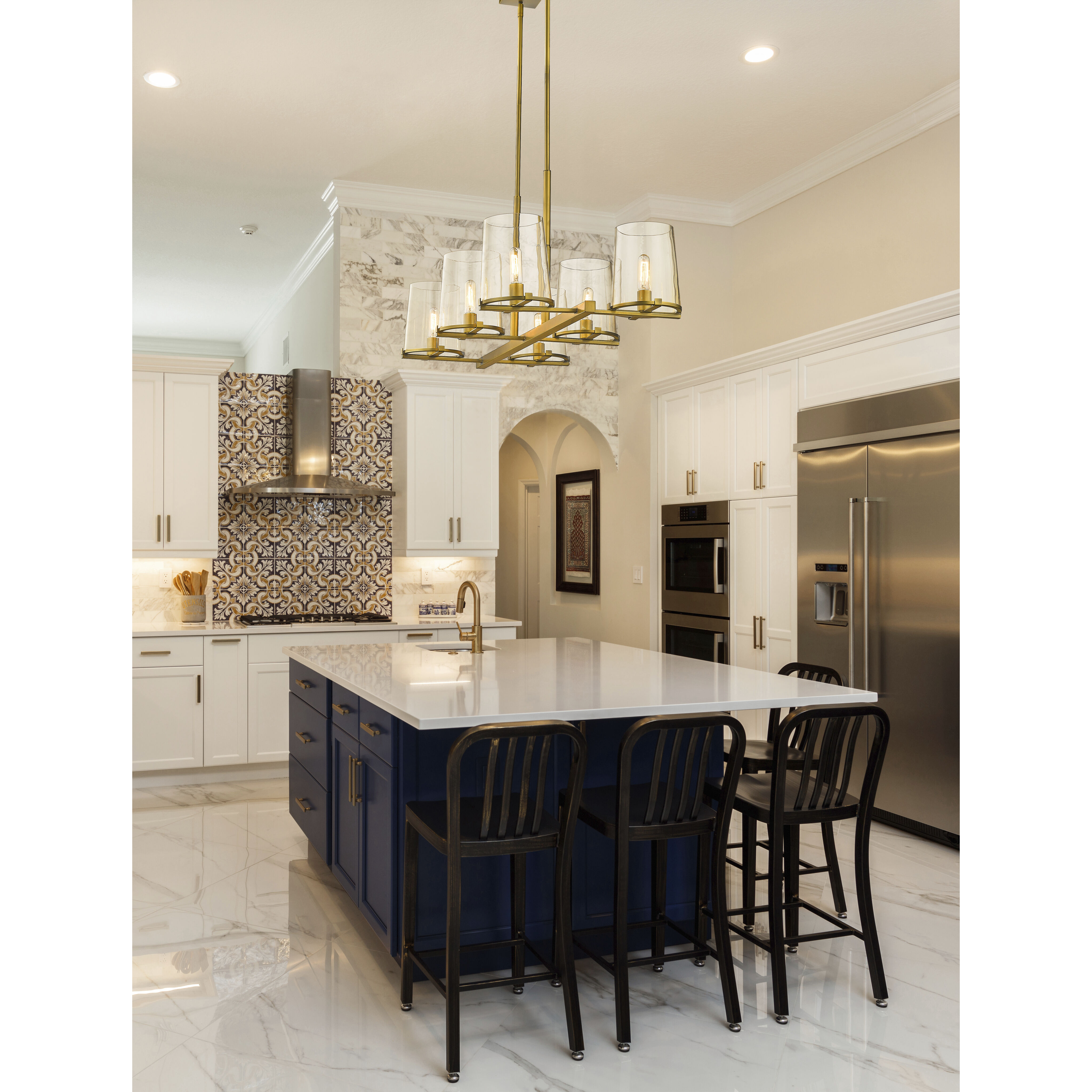 Callista 6 Light 43.5 inch Rubbed Brass Linear Chandelier Ceiling Light