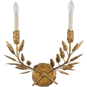 Palm d'Or 2 Light 9 inch Gold Sconce Wall Light