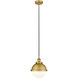Edison Hampden LED 9 inch Brushed Brass Mini Pendant Ceiling Light