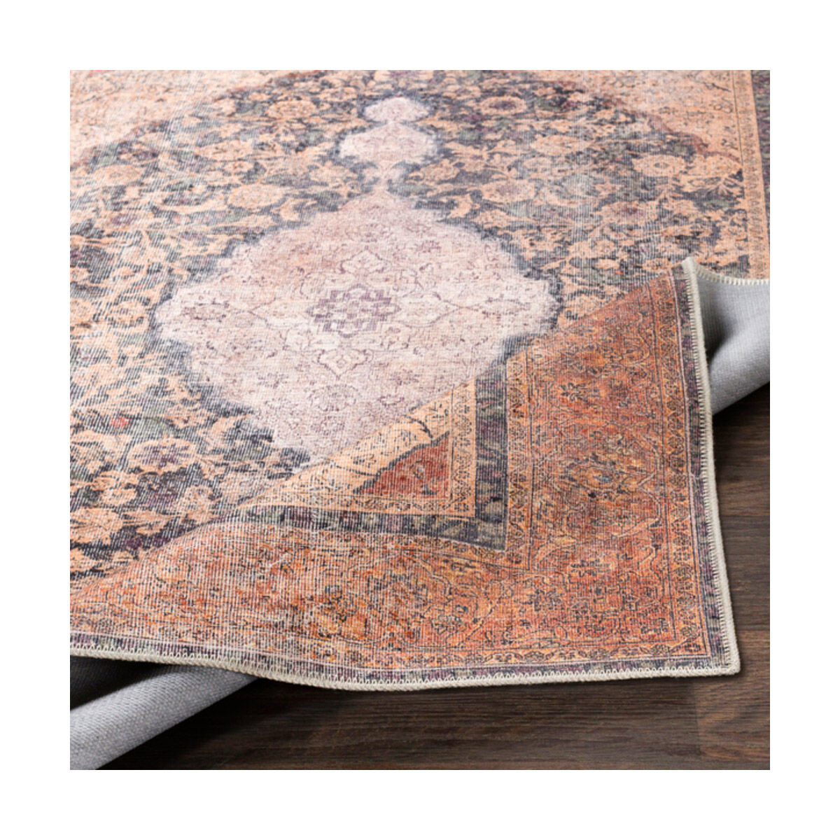 Ivory 87 X 63 inch Brick Red Rug, Rectangle