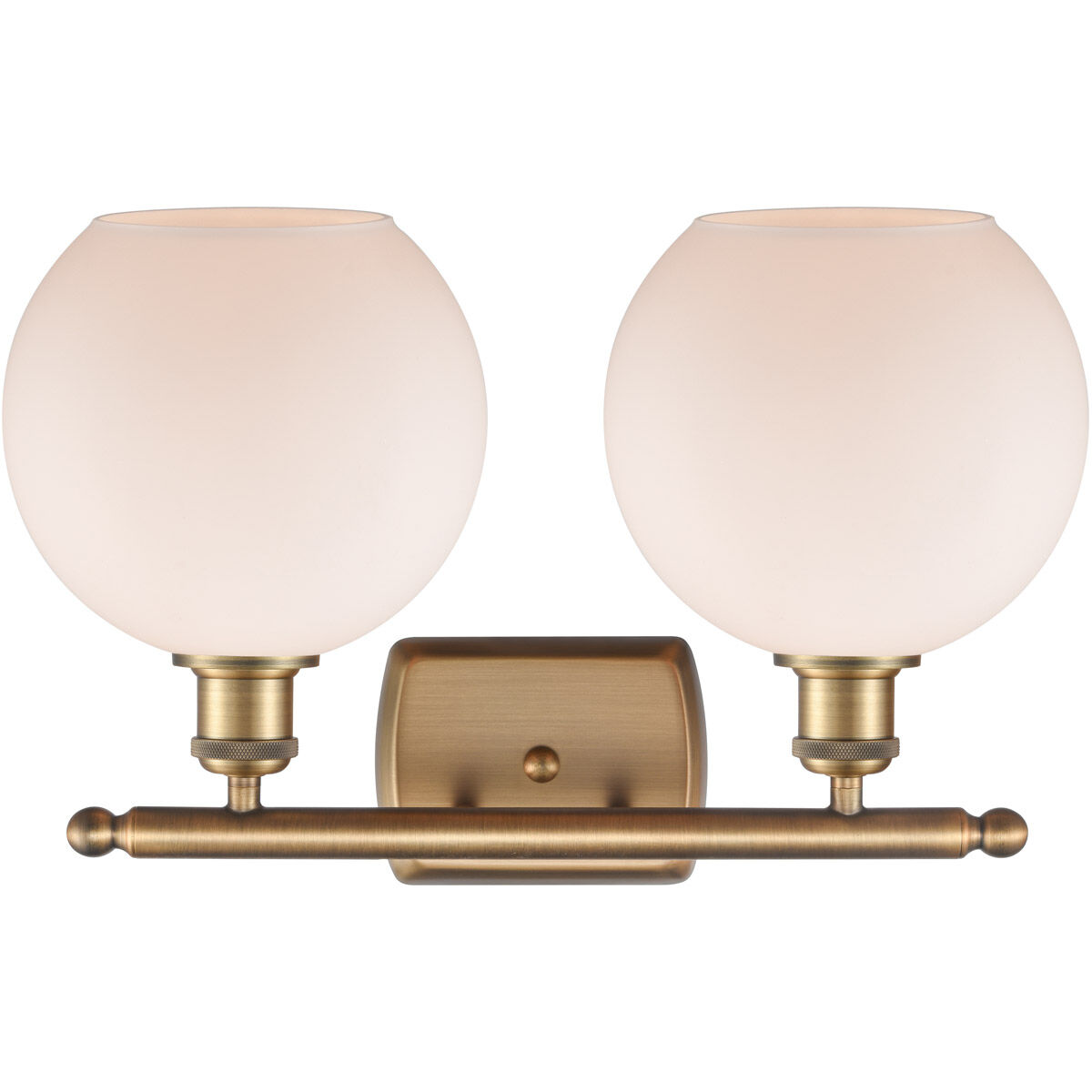 Ballston Athens 2 Light 16 inch Brushed Brass Bath Vanity Light Wall Light in Matte White Glass, Ballston
