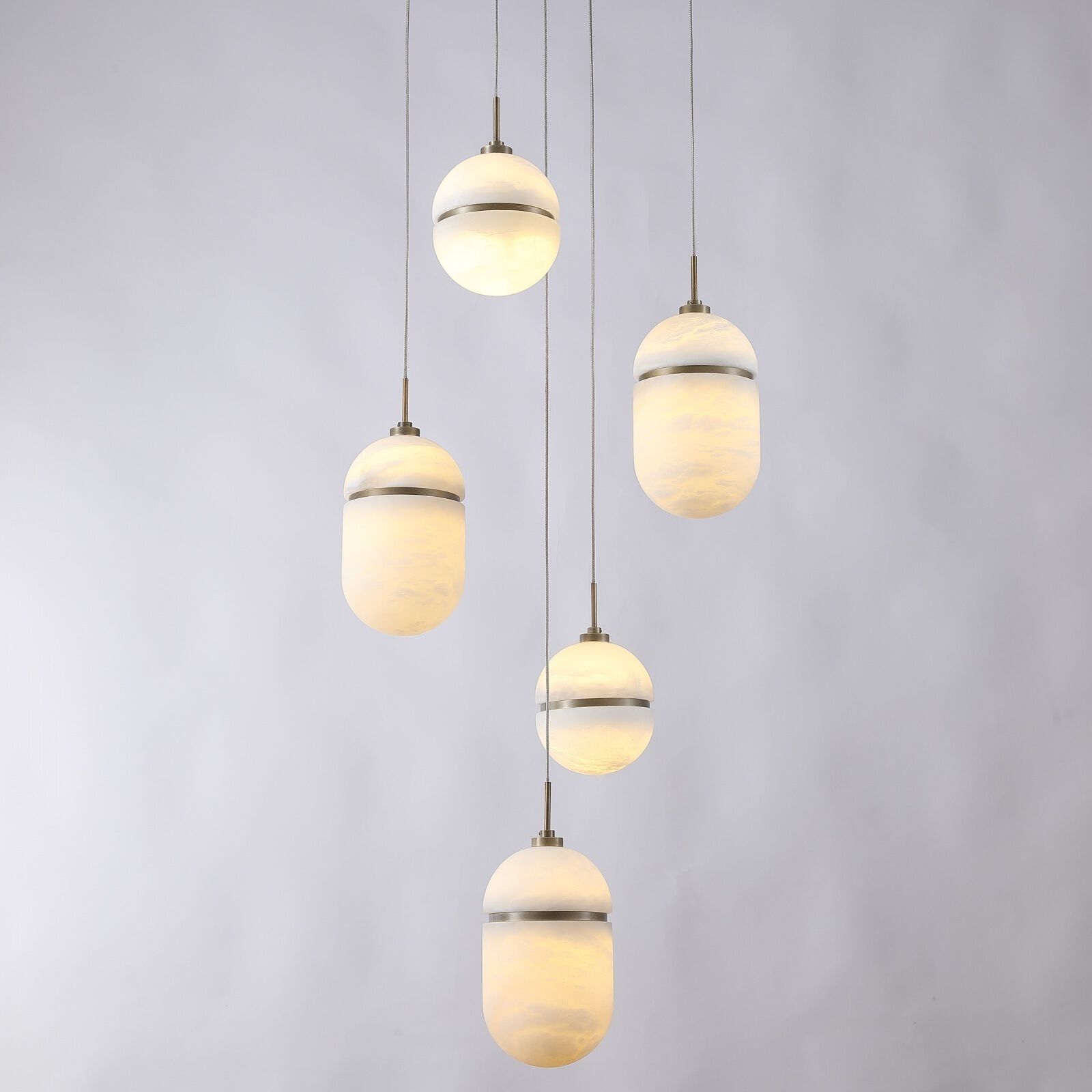 Sedona 5 Light 16 inch Alabster and Aged Brass Multi Port Pendant Ceiling Light