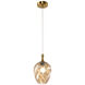 Eesha 1 Light 7.88 inch Aged Gold Brass and Amber Pendant Ceiling Light