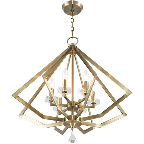 Diamond 6 Light 25 inch Antique Brass Chandelier Ceiling Light