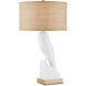 Snowy Owl 30.25 inch 150 watt White and Natural Wood with Polished Nickel Table Lamp Portable Light