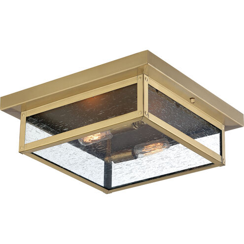 Westover 2 Light 12 inch Antique Brass Outdoor Flush Mount
