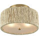 Abaca 2 Light 14 inch Satin Brass Semi Flush Mount Ceiling Light