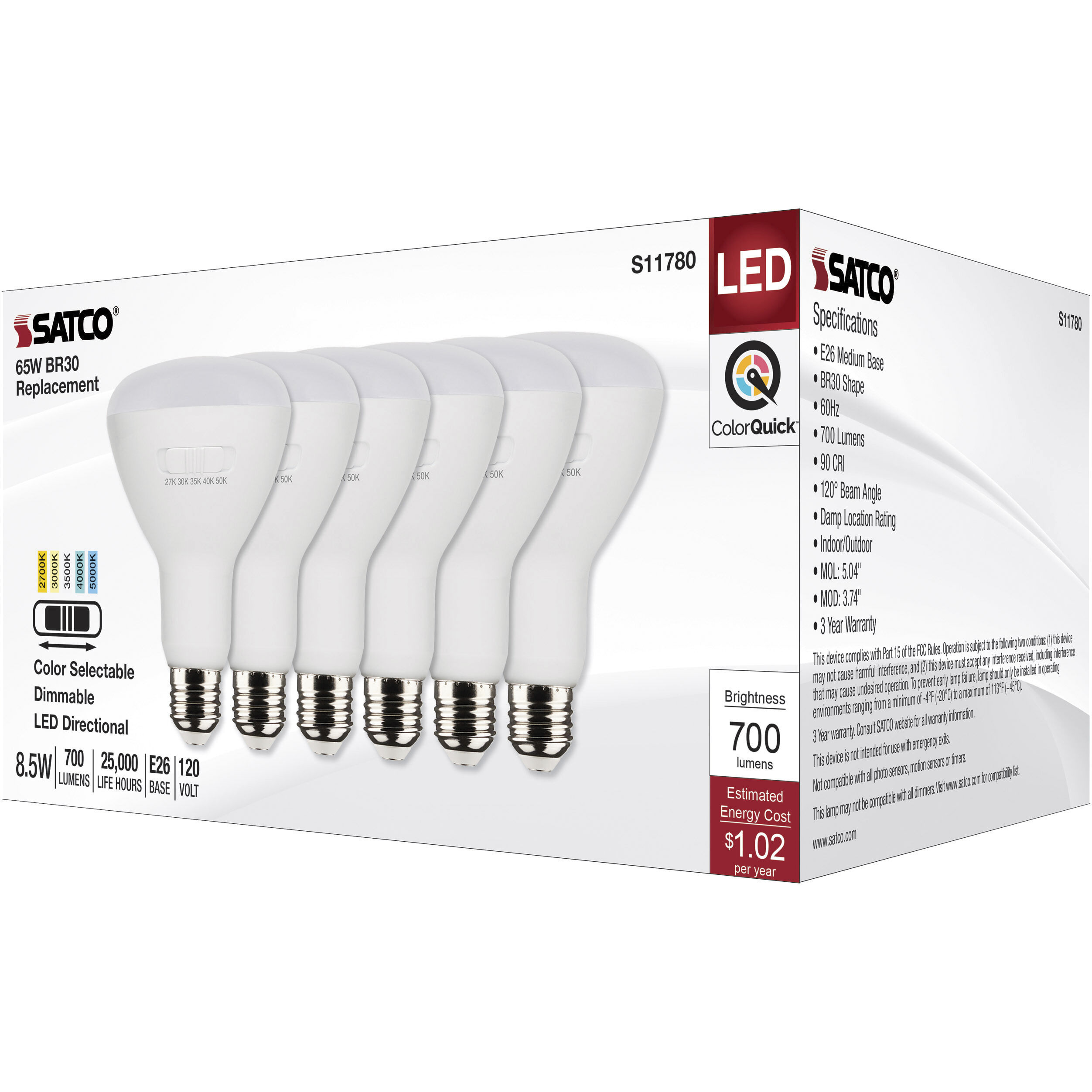 Lumos Medium 8.50 watt 2700K Light Bulb, Pack of 6
