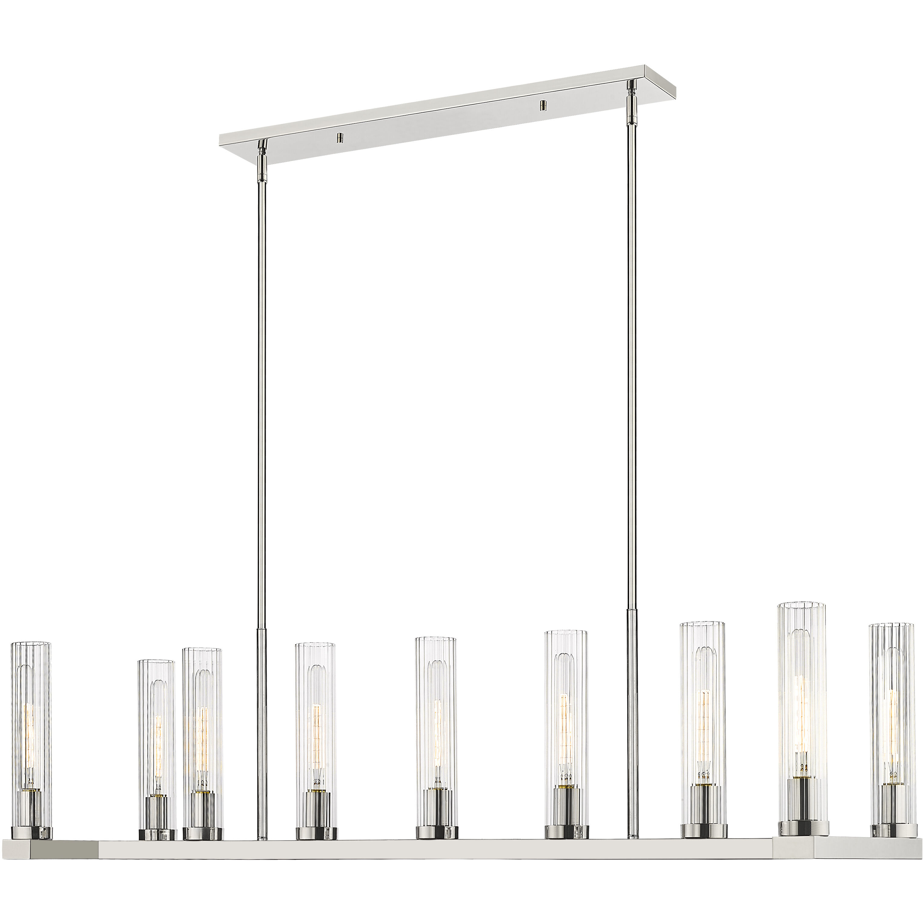 Beau 9 Light 56 inch Polished Nickel Linear Chandelier Ceiling Light