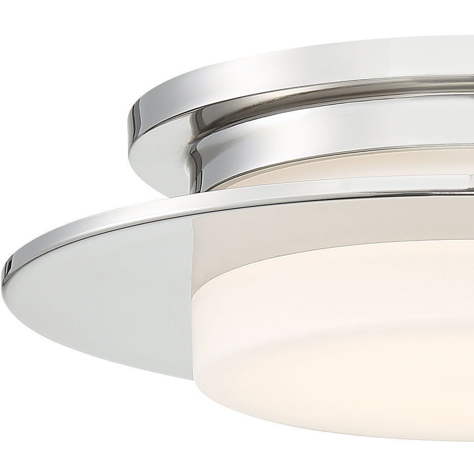 Press LED 14 inch Polished Nickel Flush Mount Ceiling Light