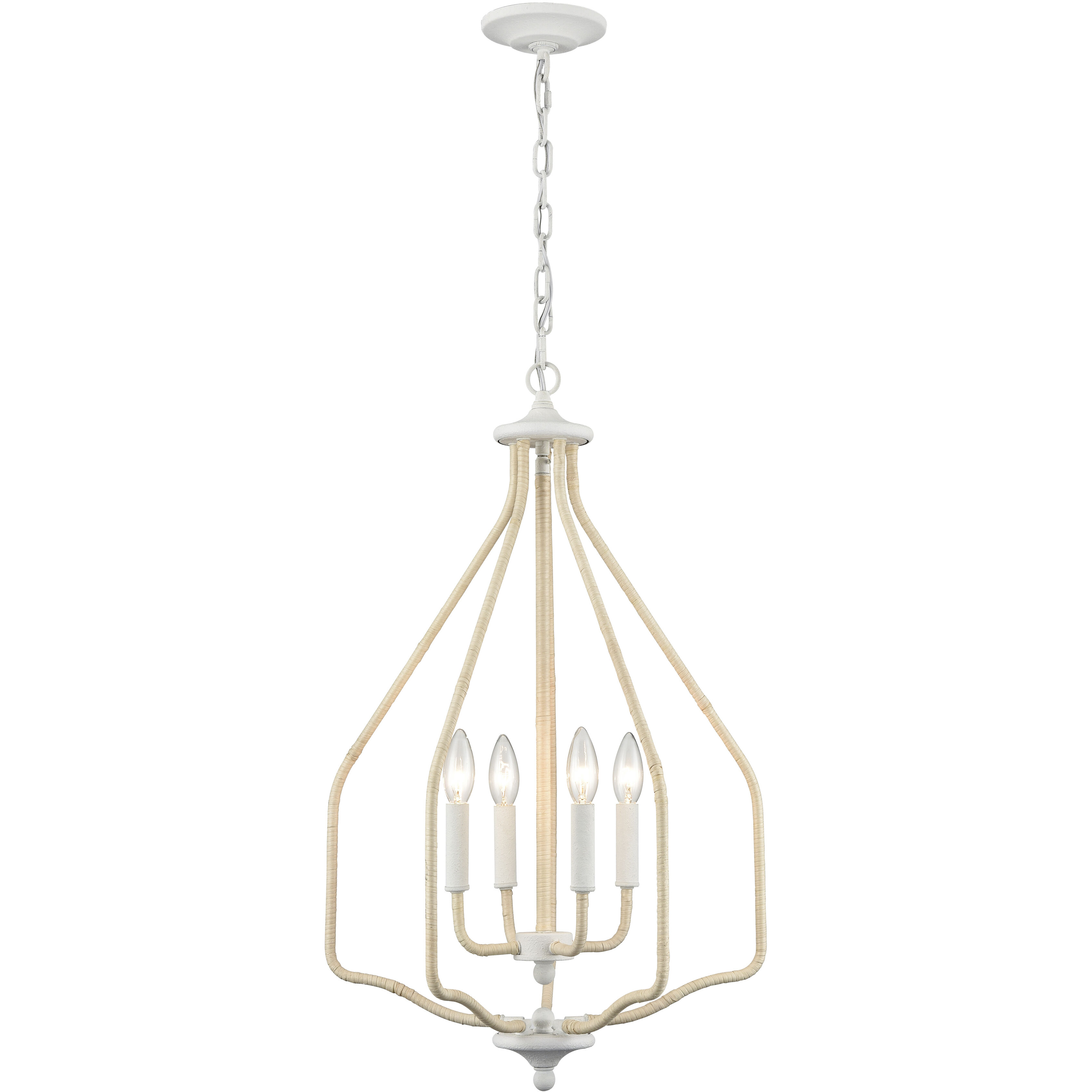 Breezeway 4 Light 17.75 inch White Coral with Natural Pendant Ceiling Light