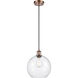 Ballston Large Athens LED 10 inch Antique Copper Mini Pendant Ceiling Light in Seedy Glass, Black Textured, Ballston