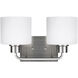 Canfield 2 Light 14.25 inch Brushed Nickel Wall Bath Fixture Wall Light