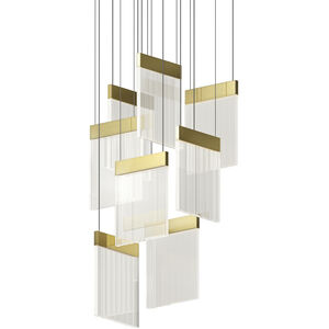 V Panels 8 Light 16.25 inch Brass Pendant Ceiling Light