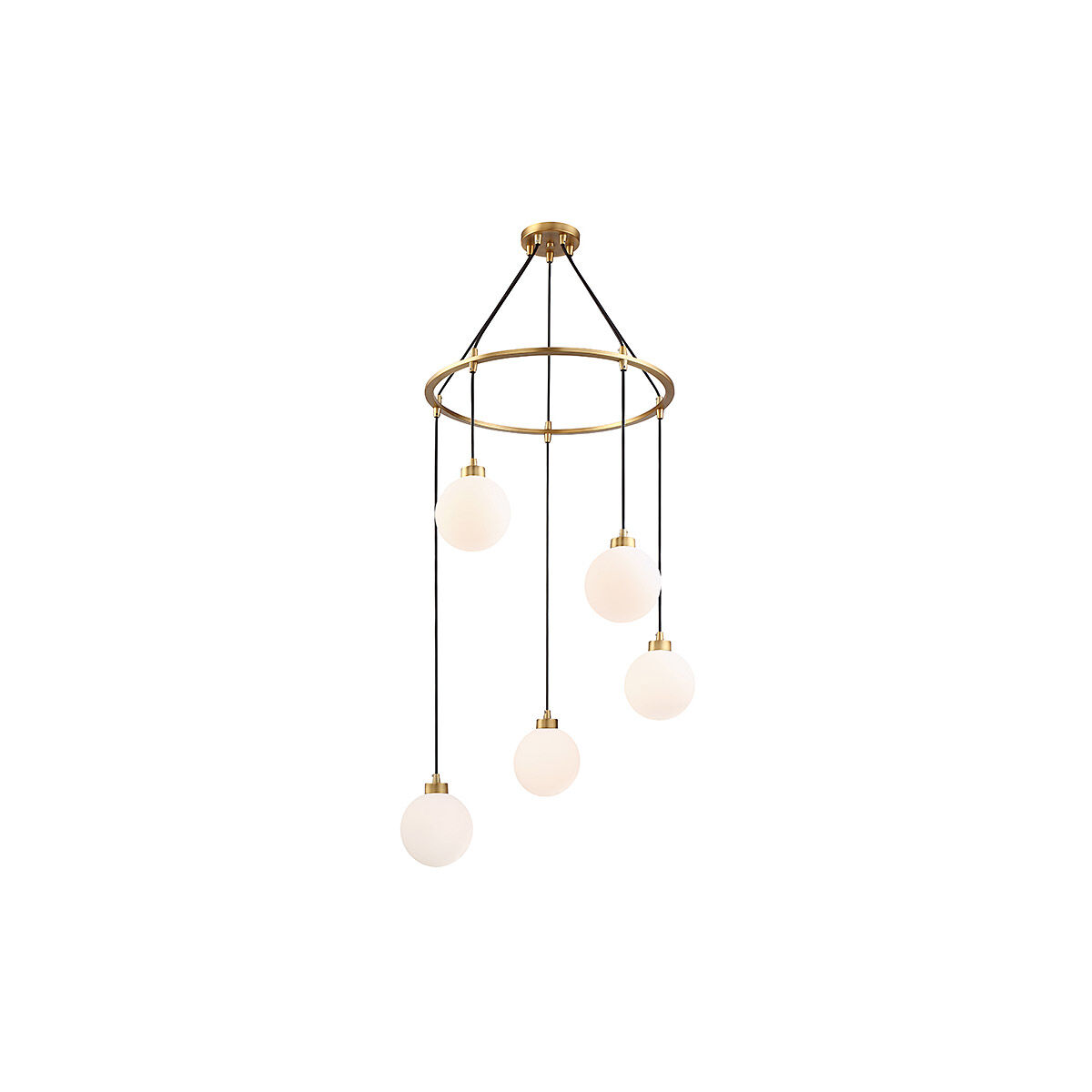 Mid-Century 5 Light 26 inch Natural Brass Pendant Ceiling Light