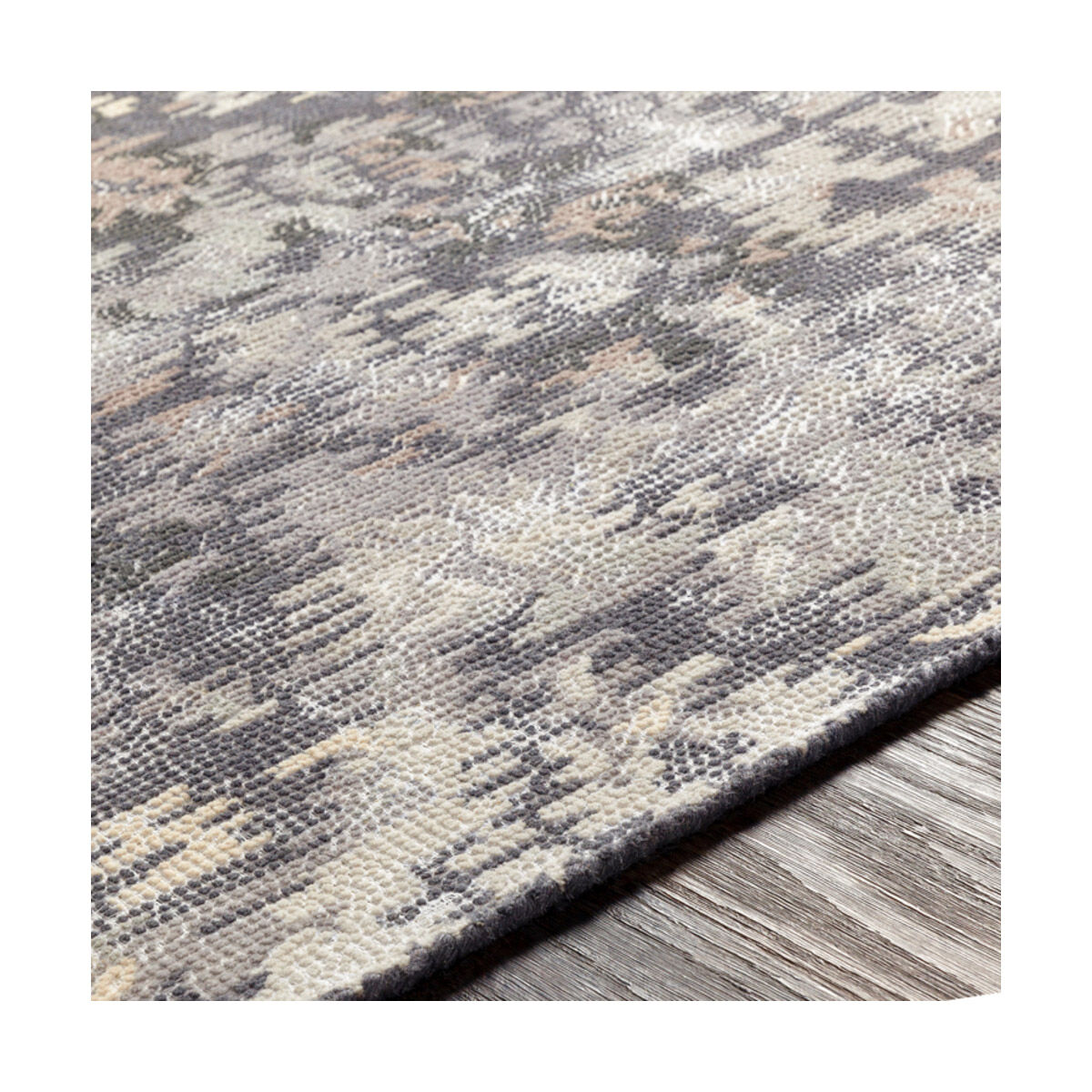 Antigua 90 X 60 inch Charcoal/Medium Gray/Light Gray/Cream/Taupe Rugs, Rectangle