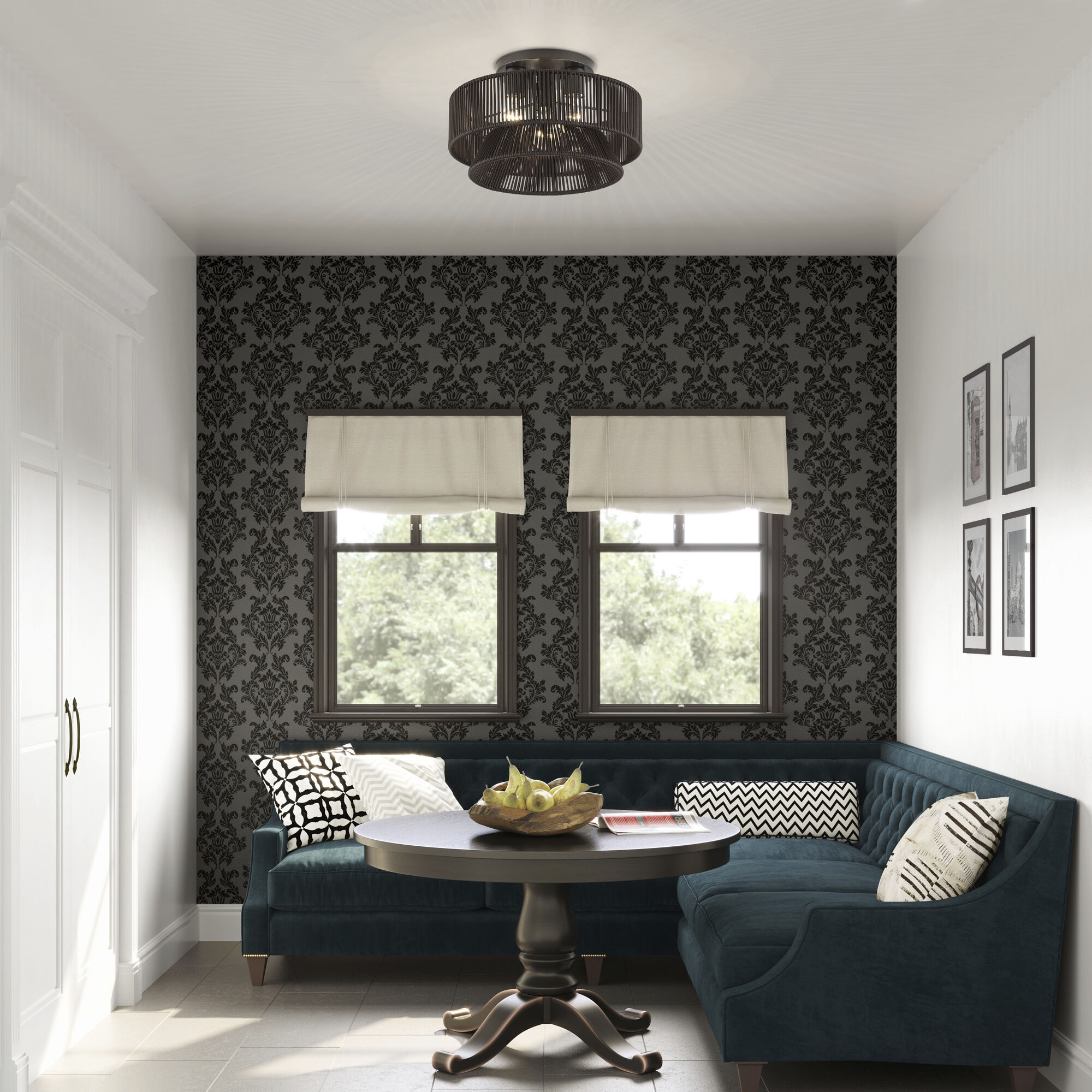 Florell 3 Light 15 inch English Bronze Semi Flush Mount Ceiling Light, Large