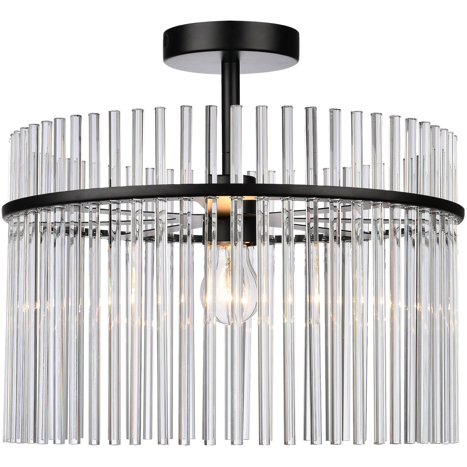 Ava 1 Light 15.7 inch Black Semi Flush Mount Ceiling Light