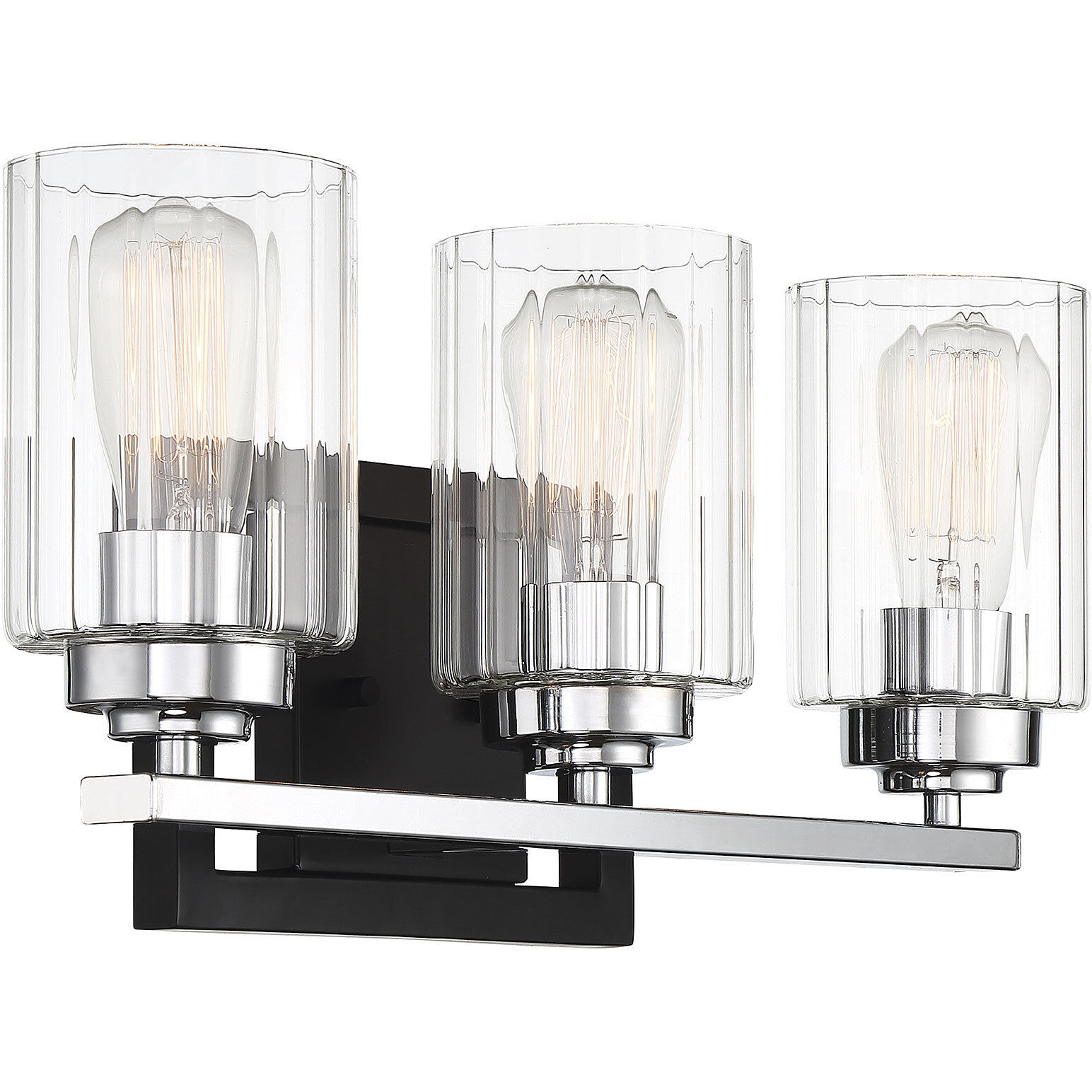 Redmond 3 Light 20 inch Matte Black with Polished Chrome Accents Bathroom Vanity Light Wall Light