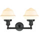 Franklin Restoration Small Oxford 2 Light 17 inch Matte Black Bath Vanity Light Wall Light in Matte White Glass, Franklin Restoration