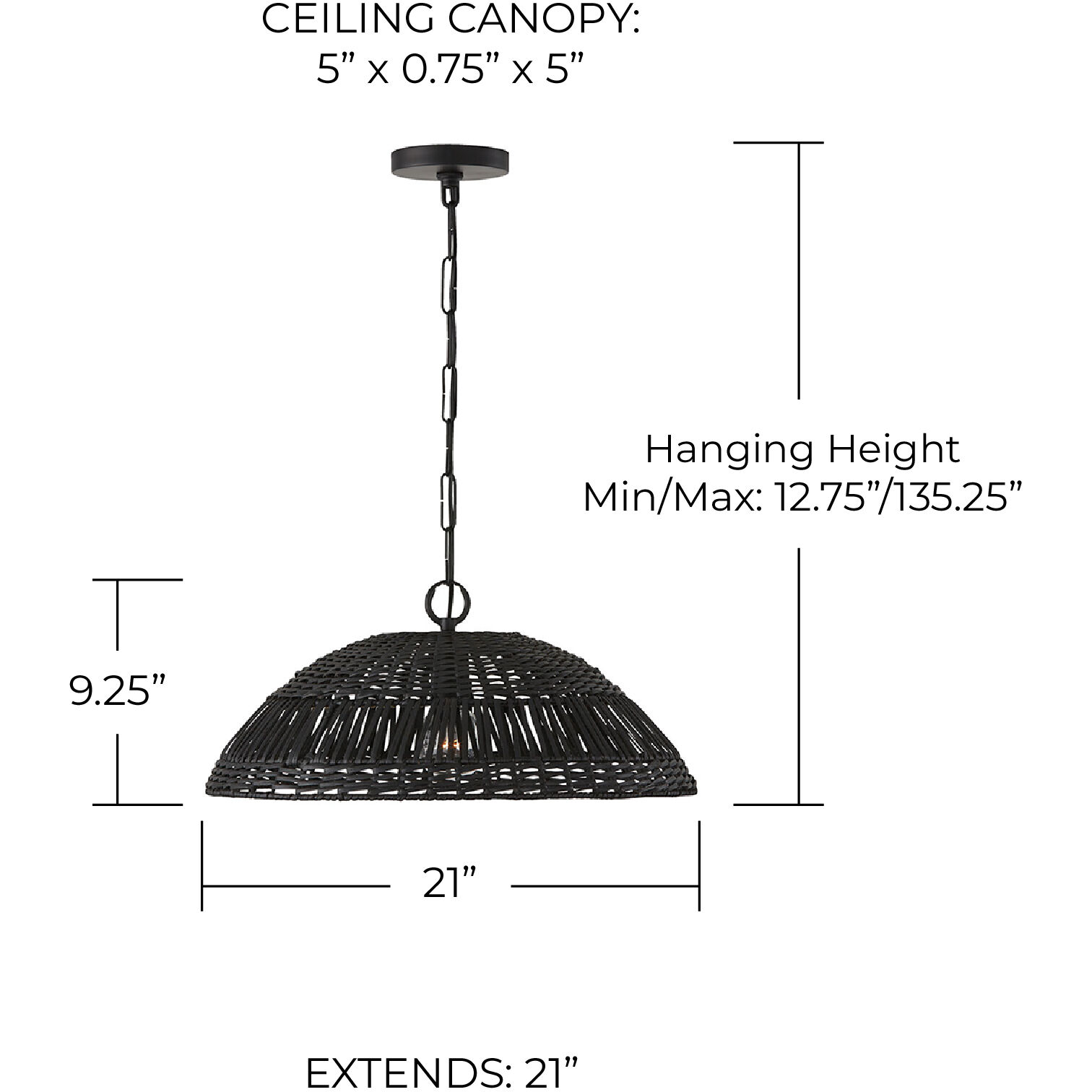 Naomi 1 Light 21 inch Matte Black Pendant Ceiling Light